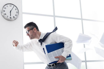 Businessman late for work Missed Punches