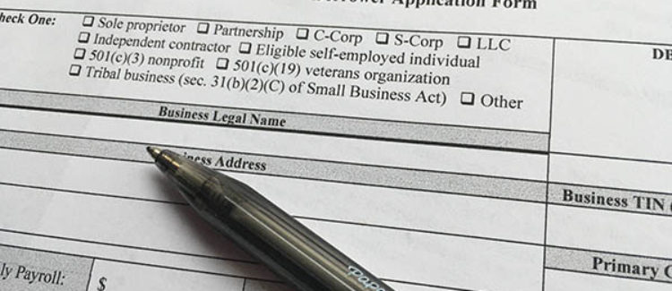 SBA PPP Loan Application with Pen